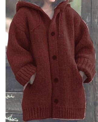 WW | Hutkragen Schlichte, locker sitzende, langärmelige Strickjacke
