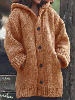 WW | Hutkragen Schlichte, locker sitzende, langärmelige Strickjacke
