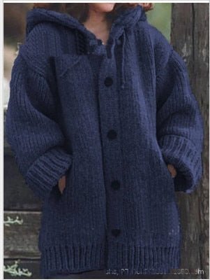 WW Hutkragen Schlichte, locker sitzende, langärmelige Strickjacke