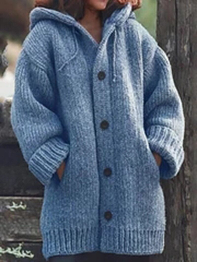 WW | Hutkragen Schlichte, locker sitzende, langärmelige Strickjacke