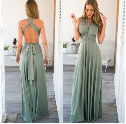 WW | Elegantes Halter-Maxikleid ohne Rücken für Frauen