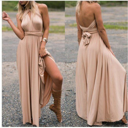WW | Elegantes Halter-Maxikleid ohne Rücken für Frauen