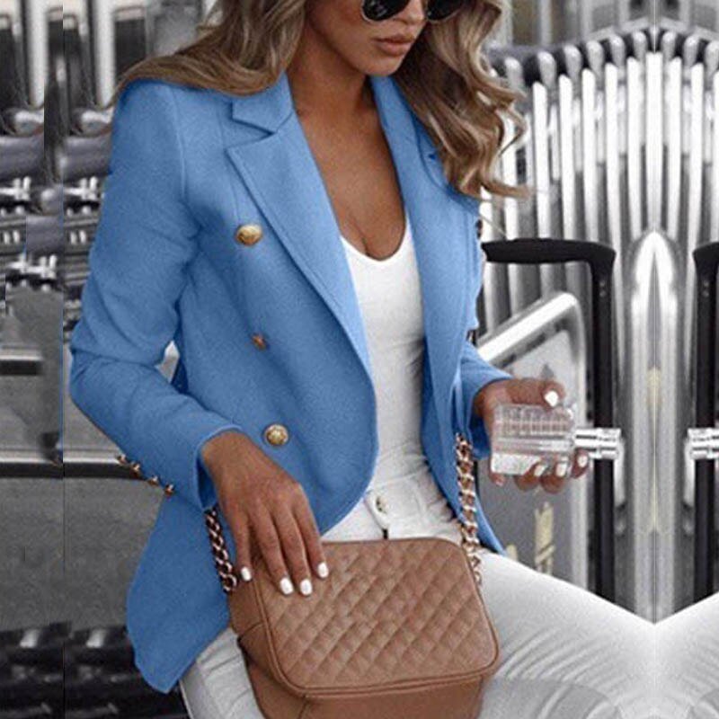WW | Fashionable Plaid Long Sleeve Blazer
