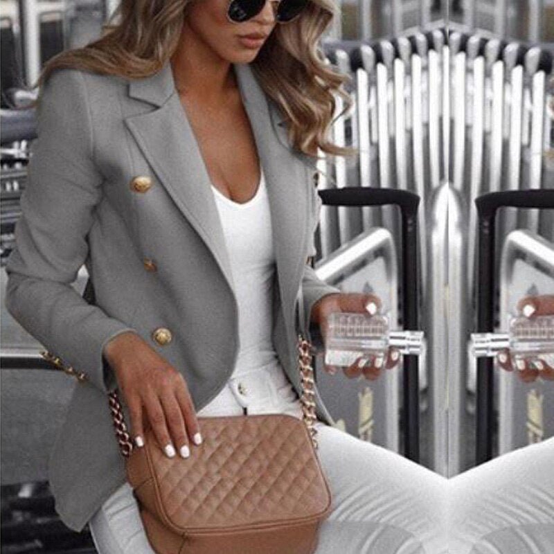 WW | Fashionable Plaid Long Sleeve Blazer