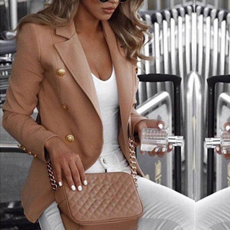 WW | Fashionable Plaid Long Sleeve Blazer