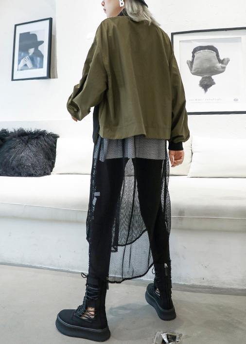 WW | army green Mäntel Lockere Taschen Patchwork-Mantel