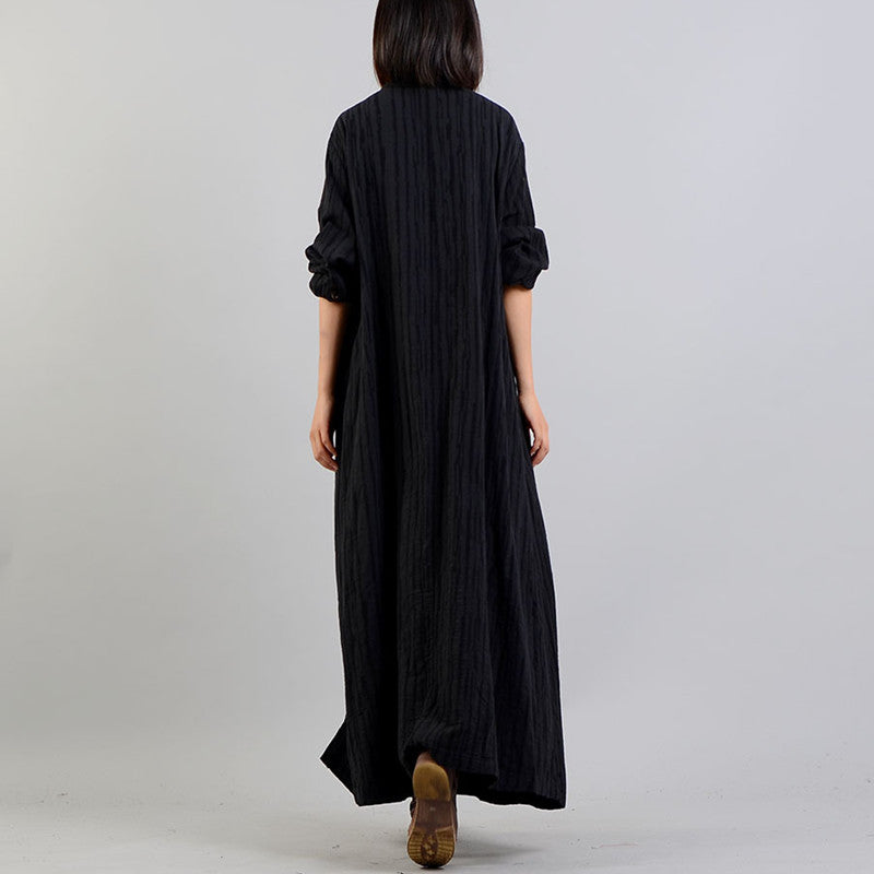 WW | schwarzer Mantel Oversize Stehkragen baggy Wintermantel Mode Patchworkjacken