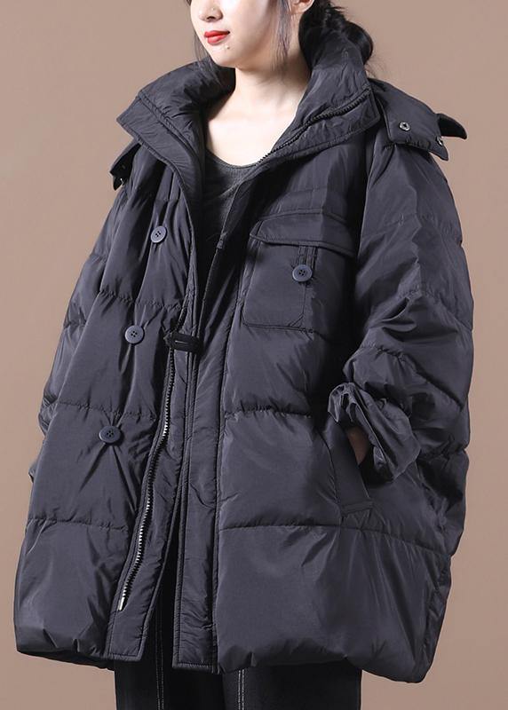 WW | Black Warm Winter Coat Plus Size Hooded Down Jacket Zipper Jackets