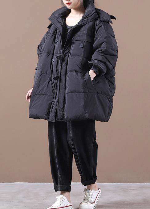 WW | Black Warm Winter Coat Plus Size Hooded Down Jacket Zipper Jackets