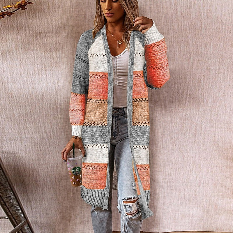 WW | Mehrfarbiger, Langer Strickjacke Für Damen