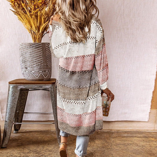 WW | Mehrfarbiger, Langer Strickjacke Für Damen
