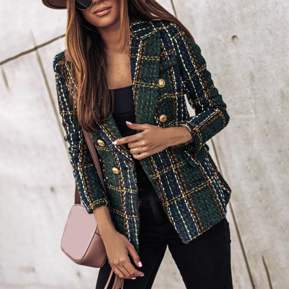 WW - Karierter modischer Blazer mit seitlichen Taschen
