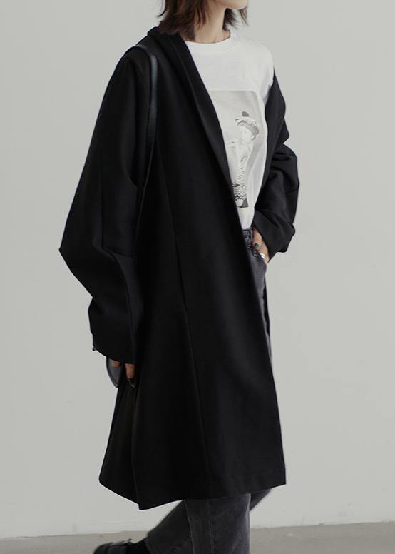 WW | Oversize Winterjacken schwarz Batwing-Ärmel Taschen wollene Outerwear