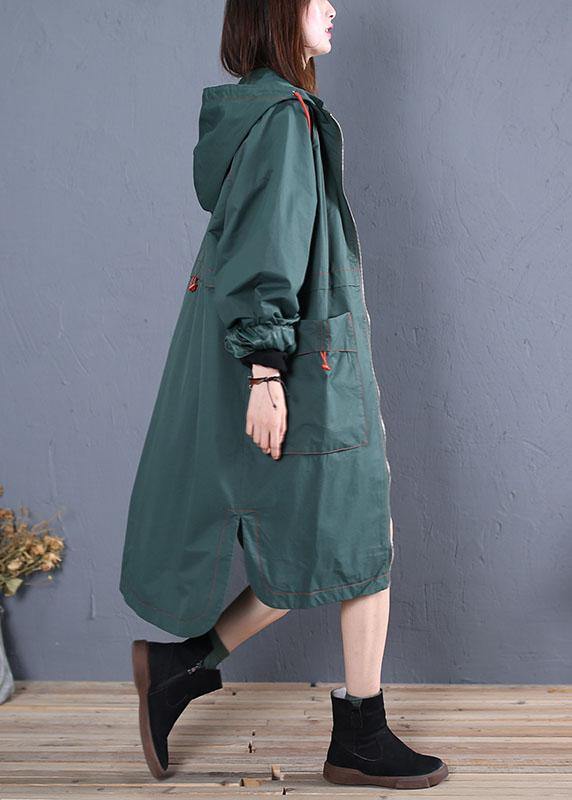 WW | Oversized Maxi Coat green open side with hood Coats