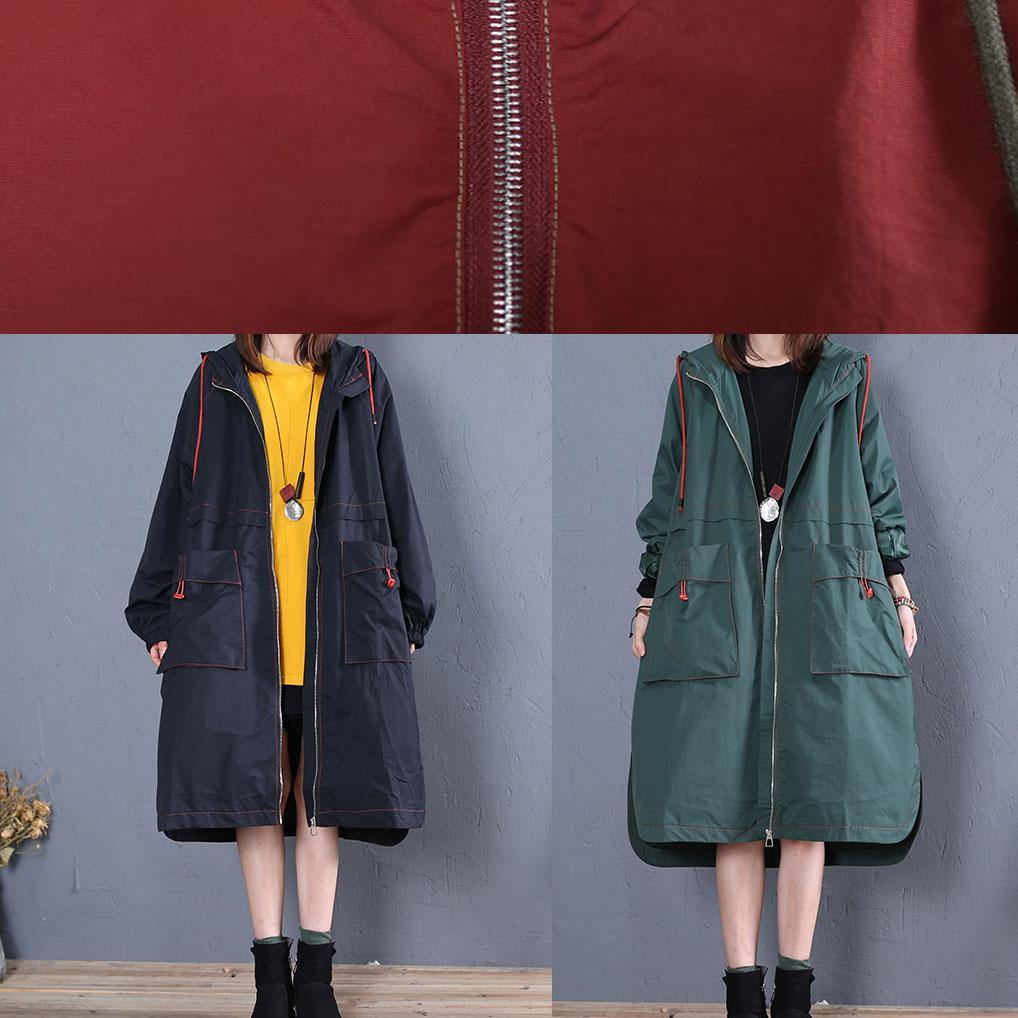 WW | Oversized Maxi Coat green open side with hood Coats