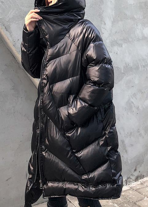 WW | Plus Size Winter Coats Black Hood Zipper Women's Parkas