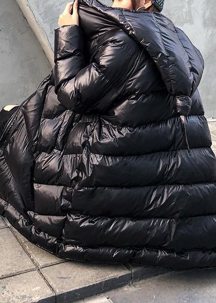 WW | Plus-Size Wintermäntel schwarze Kapuze Reißverschluss Damen Parkas