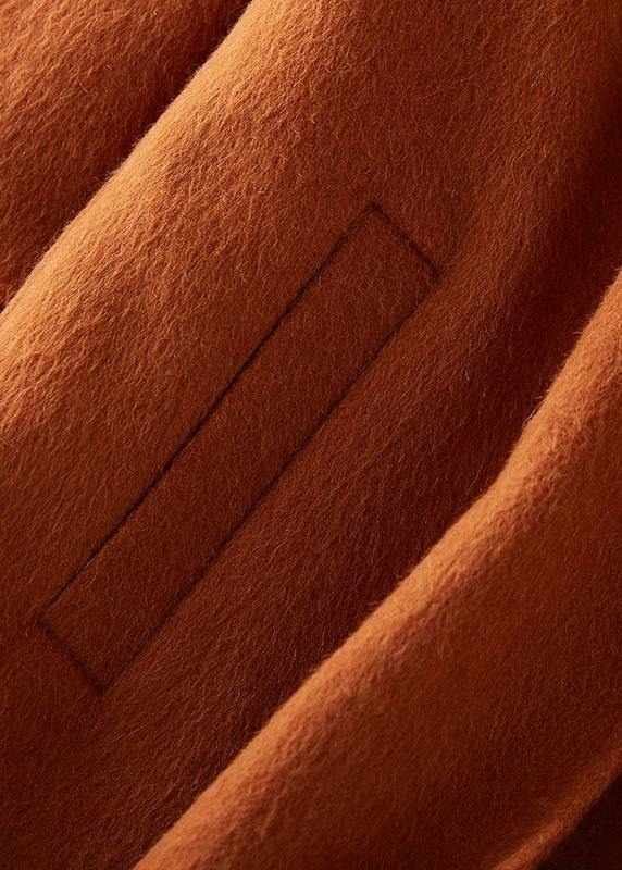 WW | trendige Plus-Size mittelgroße Jacken Mantel braun Reverskragen Wollmäntel