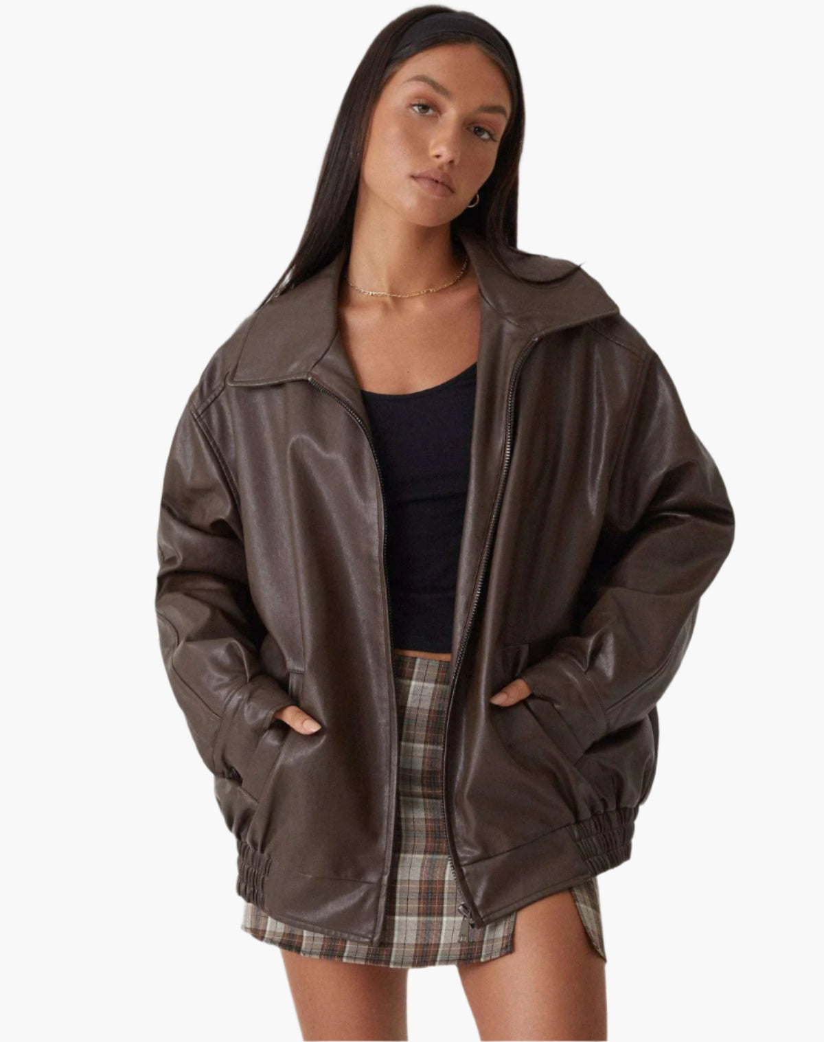 WW | Oversize Kunstlederjacke - Modischer Streetstyle-Look für Freizeit & Alltag