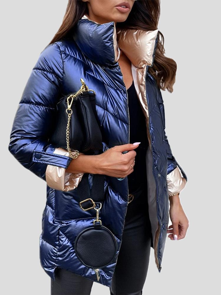 WW | Solid shiny cotton jacket with zipper