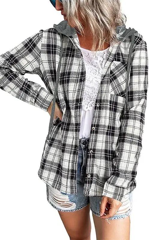 WW | Damen Hoodie Knopfen-Down Freizeitshirt Jacke