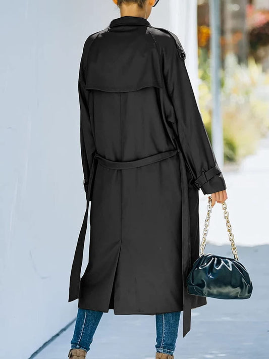WW | Trenchcoat Klassischer Schnitt Knielang Doppelreiher Mit Gürtel Elegante Details
