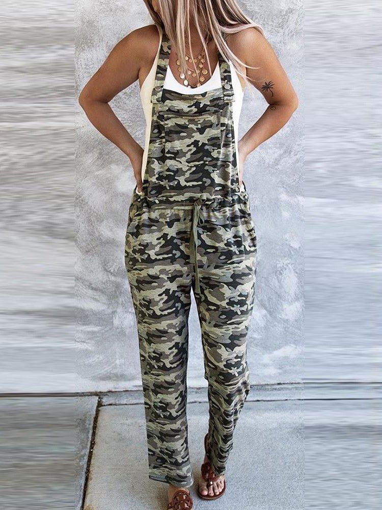 WW | Women's Jumpsuits Camouflage Lace-up Pocket Casual Jumpsuit