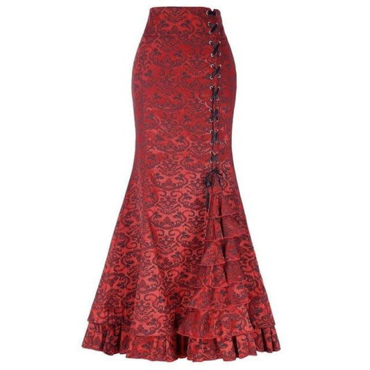 WW | Damen Mermaid Lange Rüsche Schlank Fit Fishtail Schnürrock