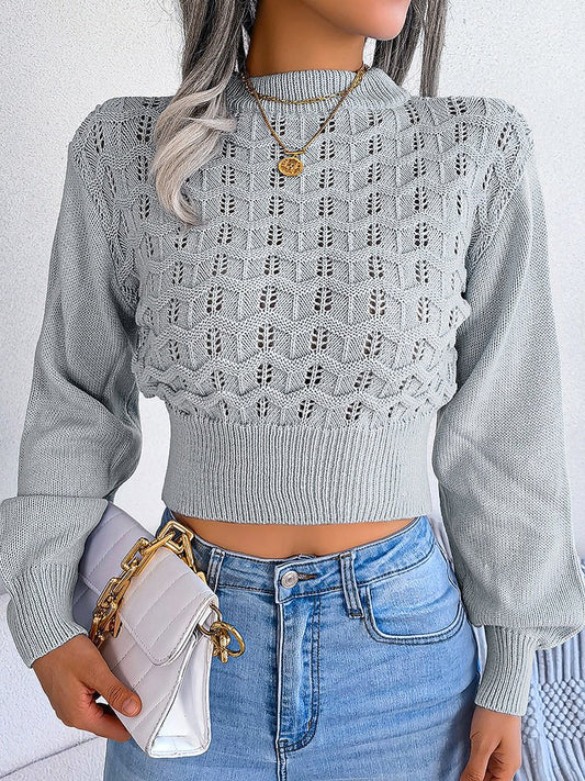 WW | Crop-Top für den Winter mit elegantem Strickmuster für Frauen