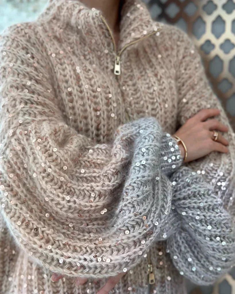 Maeve️ | Der elegante, glitzernde Seiden-Cardigan-Pullover