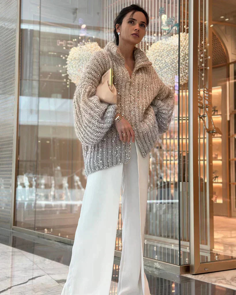 Maeve️ | Der elegante, glitzernde Seiden-Cardigan-Pullover