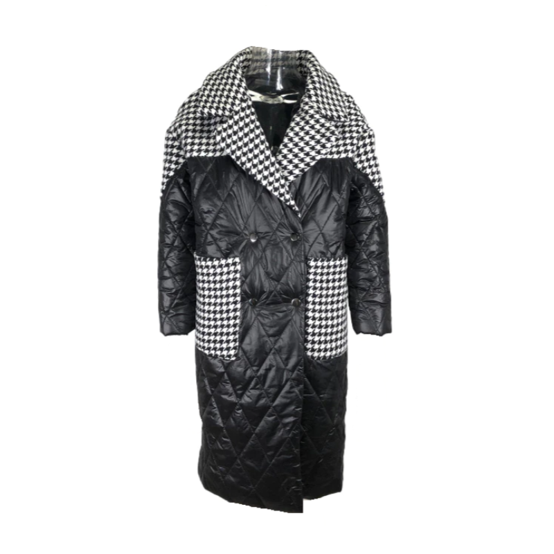 WW | Quilted women's winter jacket with houndstooth pattern