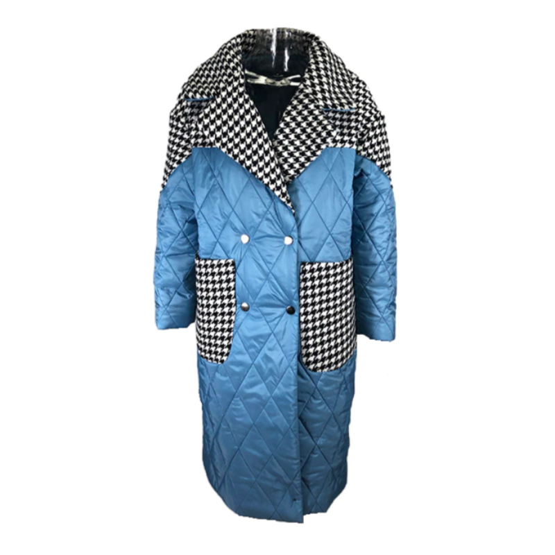 WW | Quilted women's winter jacket with houndstooth pattern