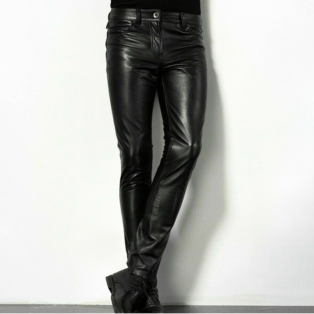 WW | Schwarze Kunstlederhose Für Herren Trendiges Design