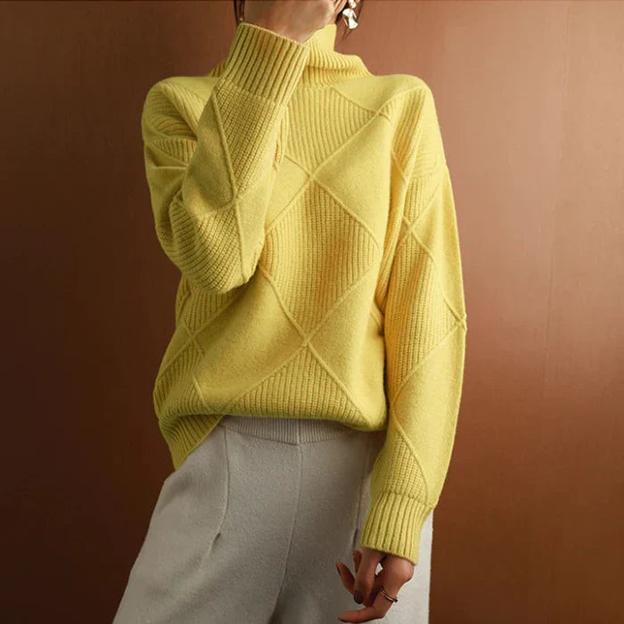 WW | European Style High Collar Diamond Sweater