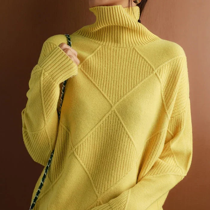 WW | European Style High Collar Diamond Sweater