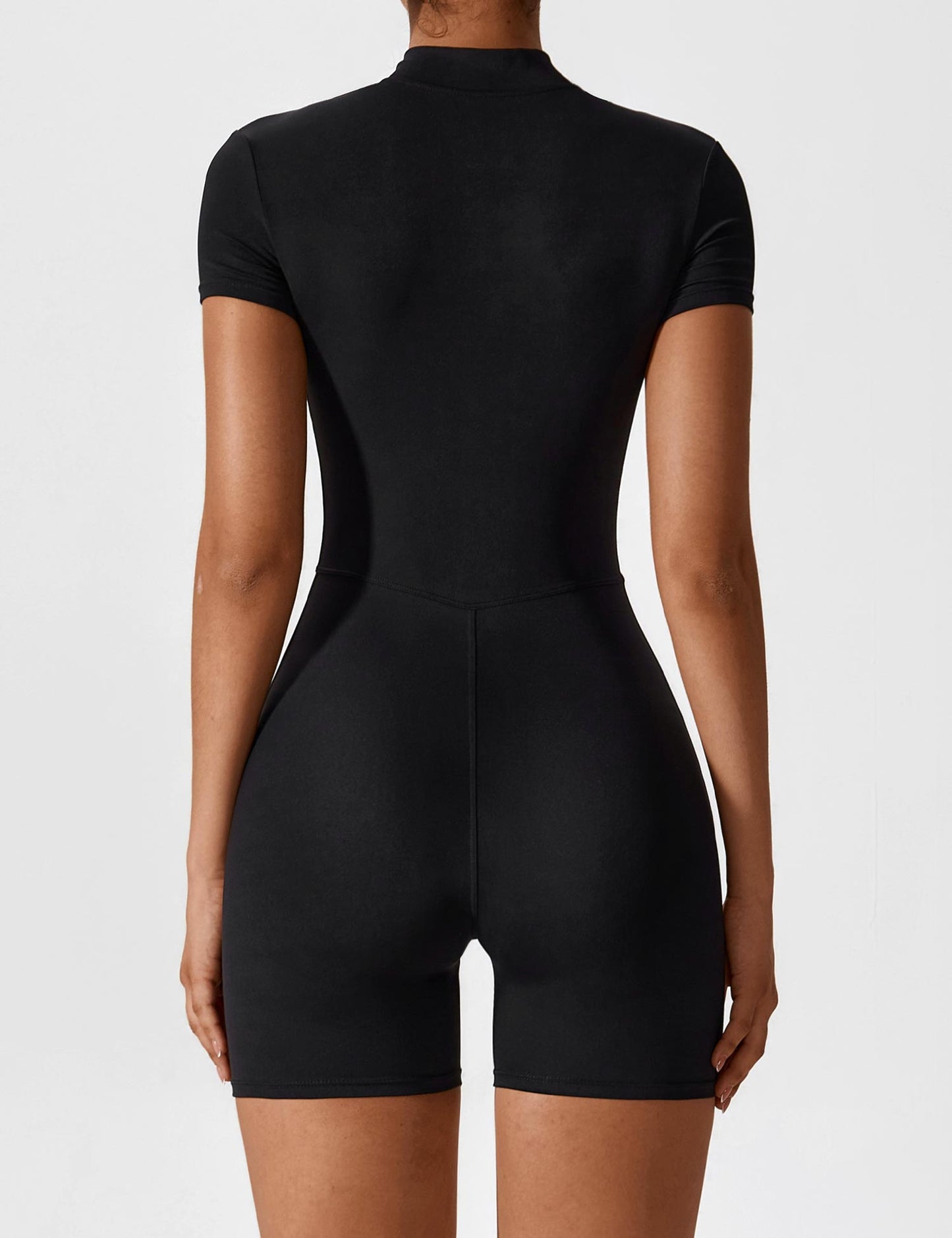 WW | Nahtloser Kurzarm Zip Jumpsuit