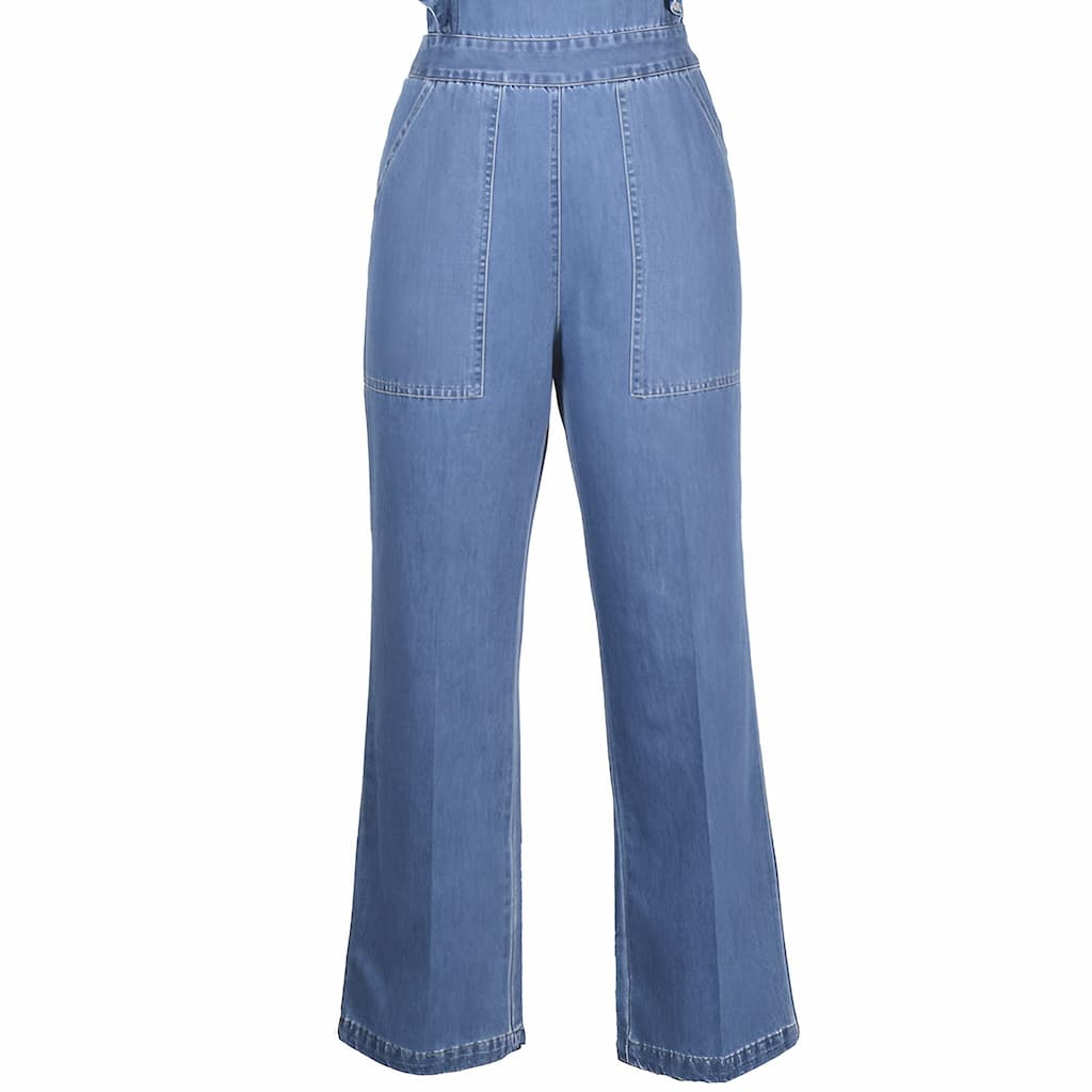 DenimDynasty™ - Open-Back Denim Jumpsuit